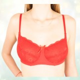Cumpara ieftin Sutien Clasic Microfibra Dantela Luan S104, Rosu, 75C. Suport si Confort. Bretele Ajustabile. Direct de la Producator. Elegant si Durabil