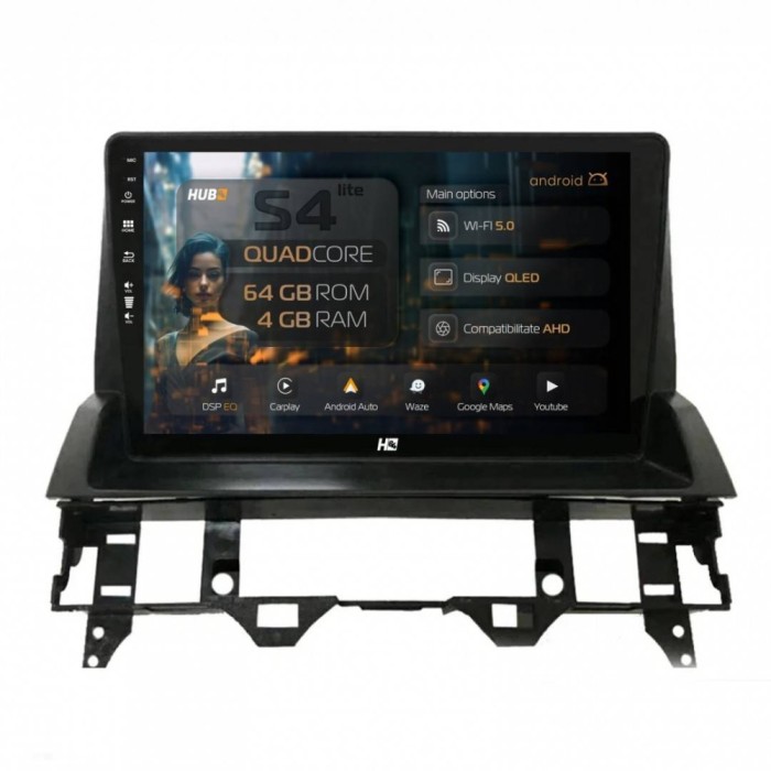 Navigatie Mazda 6 (2002-2008) 4GB RAM Android 13 Quadcore DSP GPS Wi-FI Carplay Android Auto USB Bluetooth Waze Touchscreen 10.1 inch