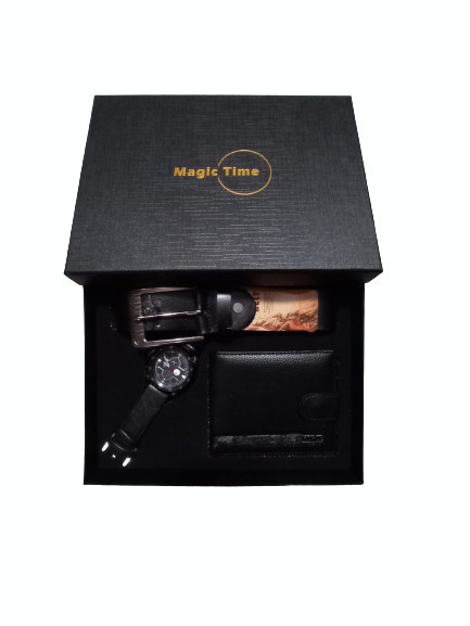 Set cadou barbati Magic Time 3 piese - negru