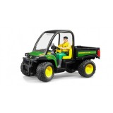 Mașină utilitară John Deere Gator 855D cu șofer, jucărie Bruder, scală 1:16, din plastic rezistent