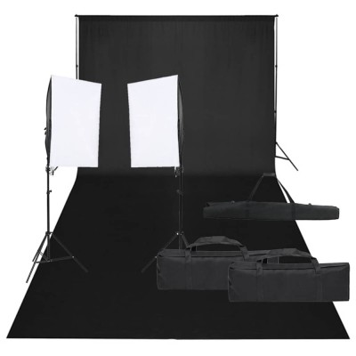 vidaXL Kit studio foto cu set de lumină și fundal 3094750 foto