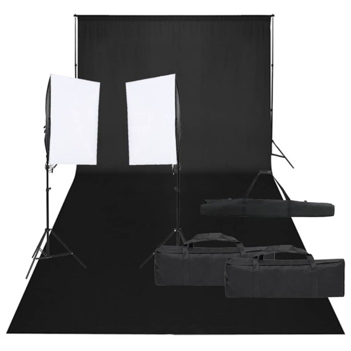 vidaXL Kit studio foto cu set de lumină și fundal 3094750