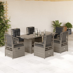 Set mobilier de gradina cu perne, 7 piese gri deschis poliratan GartenMobel Dekor