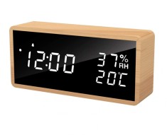 Ceas cu alarma digital cu LED, cu control vocal, data, temperatura si umiditate - RESIGILAT foto