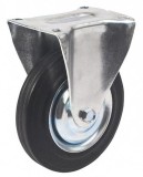 Roata fixa Renost 125 mm cu suport zincat, neagra, pentru transport