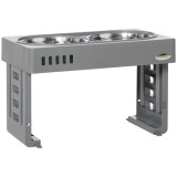 PawHut Set 2 Boluri pentru C&acirc;ini de 1.2L cu Picioare Detașabile, Bol pentru C&acirc;ini, &Icirc;nălțat din ABS și Oțel, 44x27.7x28 cm, Gri | Aosom Romania