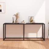 vidaXL Masă consolă, negru marmură, 180x35x75,5 cm, sticlă securizată