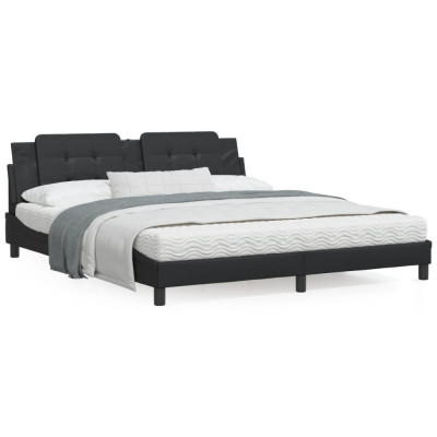 Cadru de pat cu tablie, negru, 180x200 cm, piele ecologica GartenMobel Dekor foto