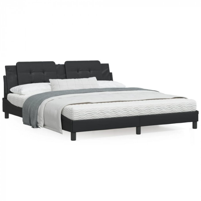 Cadru de pat cu tablie, negru, 180x200 cm, piele ecologica GartenMobel Dekor
