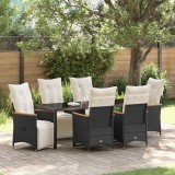 Cumpara ieftin Set de masă pentru grădină cu pernă 7 pcs Negru Rattan poli