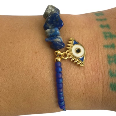 Bratara Lapis Lazuli Evil Eye - rezistenta si transformare foto