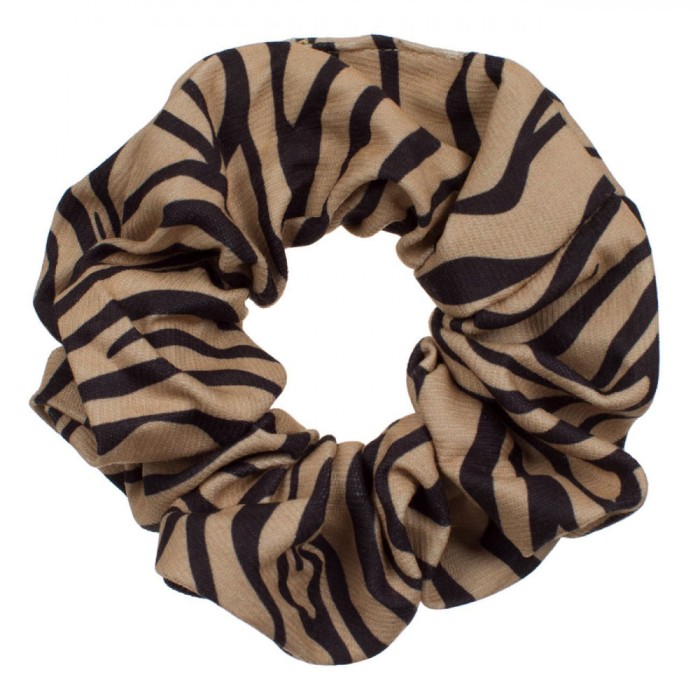 Elastic Păr Damă, Model Zebra, Culoare Bej/Negru