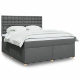 VidaXL Pat box spring cu saltea, gri &icirc;nchis, 180x200 cm, textil 3291374