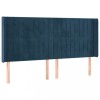 Tablie pat cu urechi albastru inchis 183x16x118/128 cm catifea