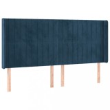 Cumpara ieftin Tablie pat cu urechi albastru inchis 163x16x118/128 cm catifea