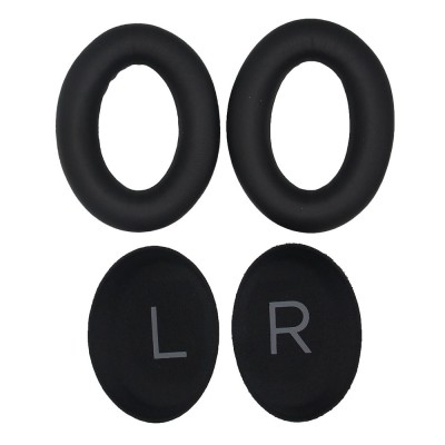 Set 2 bureti de schimb pentru casti Bose QuietComfort 45 QC45 Over-Ear, Spuma cu memorie, Piele ecologica, Negru foto