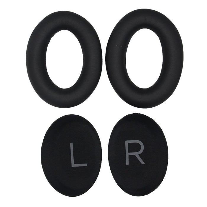 Set 2 bureti de schimb pentru casti Bose QuietComfort 45 QC45 Over-Ear, Spuma cu memorie, Piele ecologica, Negru