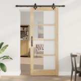 Ușă glisantă vidaXL cu set hardware 86x211 cm din lemn masiv de pin, Ușă interioară vidaXL cu sticlă &#039;ORKDAL&#039;86x211x4 cm din lemn masiv de pin