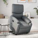 vidaXL Fotoliu rabatabil electric cu ridicare, gri, piele ecologică 3204903