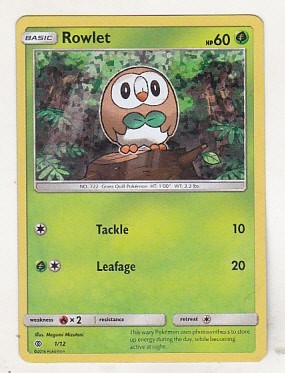 bnk crc Cartonas Pokemon McDonalds 2016 - Rowlet 1/12 foto