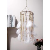 Decoratiune suspendata din macrame Mogokoyo, bumbac, alb, 55 x 20 cm