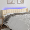 VidaXL Tăblie de pat cu LED, crem, 163x16x78/88 cm, textil
