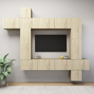 vidaXL Set de dulapuri TV, 9 piese, stejar Sonoma, lemn prelucrat foto