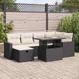 vidaXL Set canapele de grădină cu perne, 7 piese, negru, poliratan 3327816