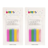 Cumpara ieftin Set 20 lumanari spiralate pentru tort cu suport inclus, 2 pachete x 10 bucati, multicolore, 6.5 cm, parafina, accesorii aniversare pentru petreceri si