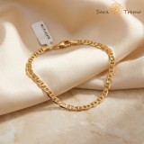 Cumpara ieftin Bratara Veriga Luminoasa Unisex , Bratara placata cu 3 straturi de aur 18K Brazilia, cu stanta, 20 cm