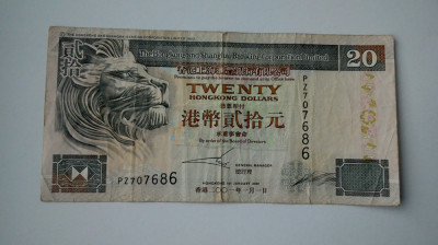 BANCNOTA HONGKONG 20 DOLARI 2001 foto