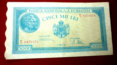 Bancnota 5000 lei 21 august 1945 foto