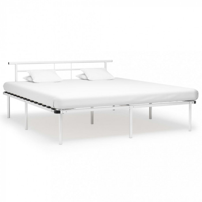 vidaXL Cadru de pat, alb, 200 x 200 cm, metal 324839