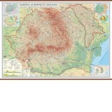 Romania si Republica Moldova. Harta fizica, administrativa si a substantelor minerale utile (1400x1000 mm), cu sipci din MDF