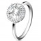 Inel placat cu rodiu, argint 925, zirconiu rotund şi transparent, margine lucioasă - Marime inel: 56