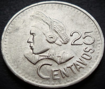 Moneda exotica 25 CENTAVOS - GUATEMALA, anul 1991 * cod 1403 A = MODEL MARE foto