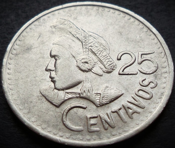 Moneda exotica 25 CENTAVOS - GUATEMALA, anul 1991 * cod 1403 A = MODEL MARE