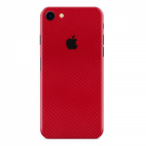 Cumpara ieftin Set Folii Skin Acoperire 360 Compatibile cu Apple iPhone 7 (Set 2) - ApcGsm Wraps Carbon Geranium Red, Rosu, Oem