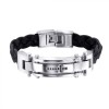 Bratara Barbati Otel Inoxidabil Chirurgical 316L Argintie Cross Piele, 22cm, 1.4cm - Bratara inox unisex