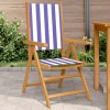 Gossi scaune gradina 2 buc., albastru/alb, lemn masiv acacia textil