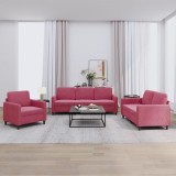 VidaXL Set de canapea, 3 piese, roșu vin, catifea