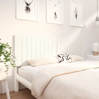 vidaXL Tăblie de pat, alb, 185,5x4x100 cm, lemn masiv de pin foto
