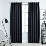 VidaXL Draperii opace cu c&acirc;rlige, 2 buc., antracit, 140 x 225 cm