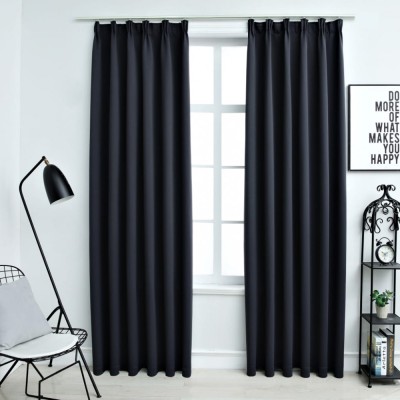 vidaXL Draperii opace cu c&amp;acirc;rlige, 2 buc., antracit, 140 x 225 cm foto