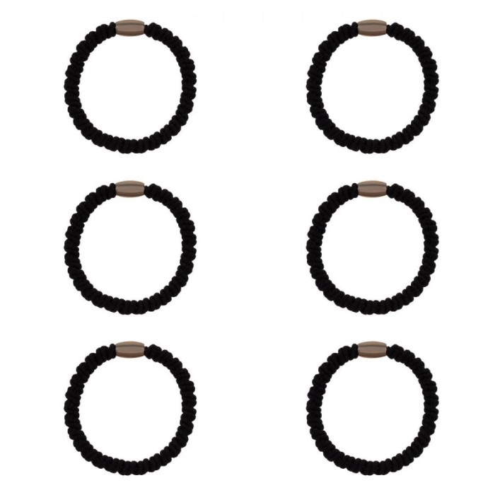 Elastice Păr Femei, Frotte, &Icirc;nchidere Metalică, Negru, Set 6 Bucăți