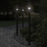 vidaXL Lămpi de podea de exterior 3 buc. negru 100 cm oțel inoxidabil
