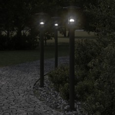 vidaXL Lămpi de podea de exterior 3 buc. negru 100 cm oțel inoxidabil