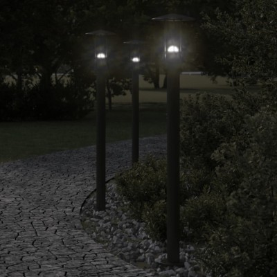 Lămpi de podea de exterior 3 buc. negru 100 cm oțel inoxidabil foto