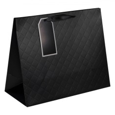 Sacoșă Cadou, Model Croco, Dimensiuni 32x14x26.5cm, Negru