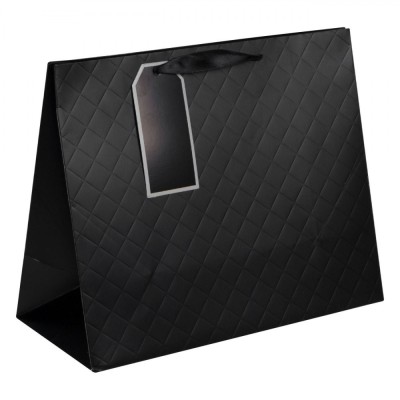 Sacoșă Cadou, Model Croco, Dimensiuni 32x14x26.5cm, Negru foto
